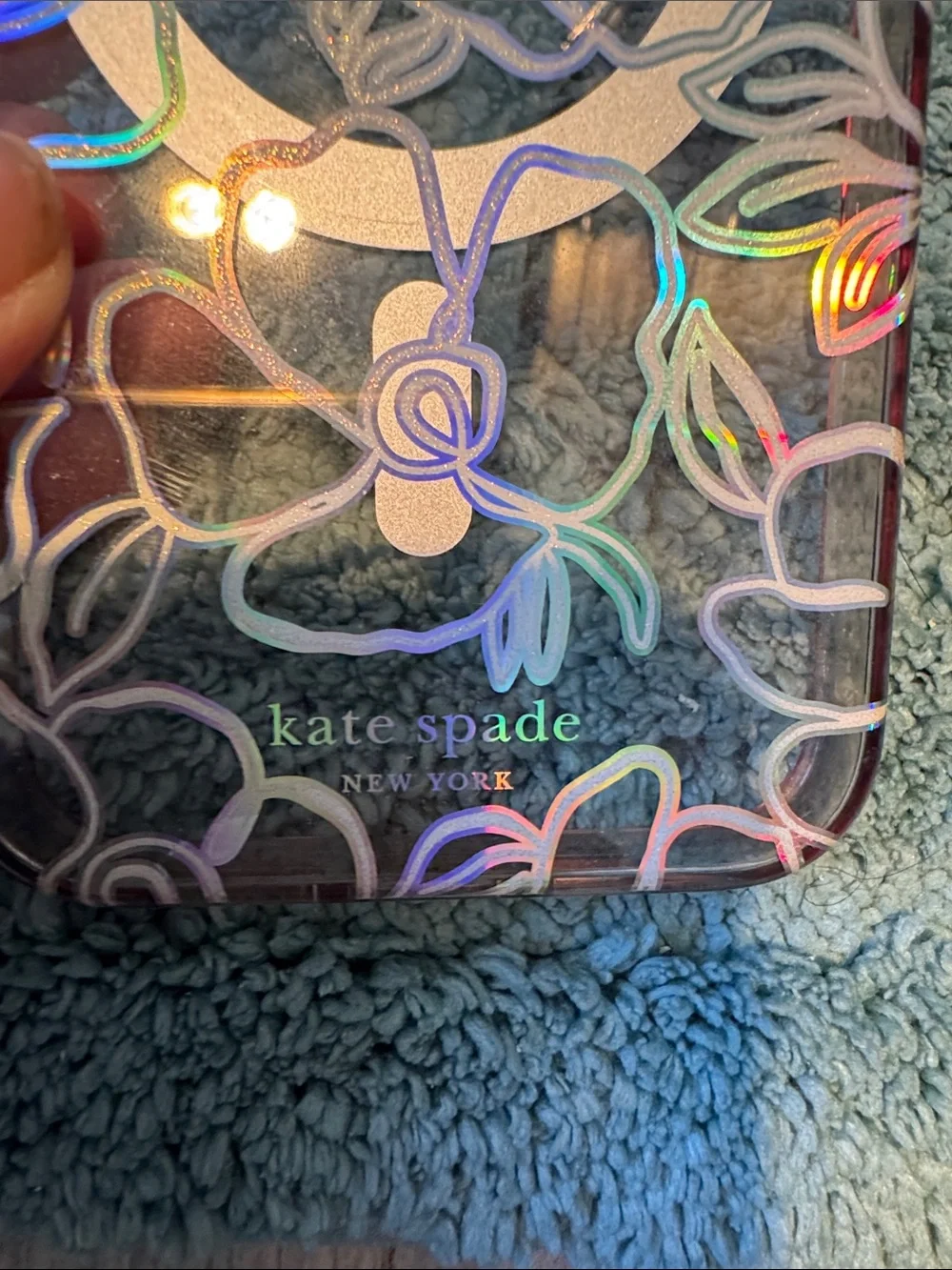 kate spade Clear Floral Holographic Accent Phone Case for IPhone 15 Pro Max